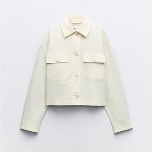 Zara Linen Blend Short Jacket - Size S